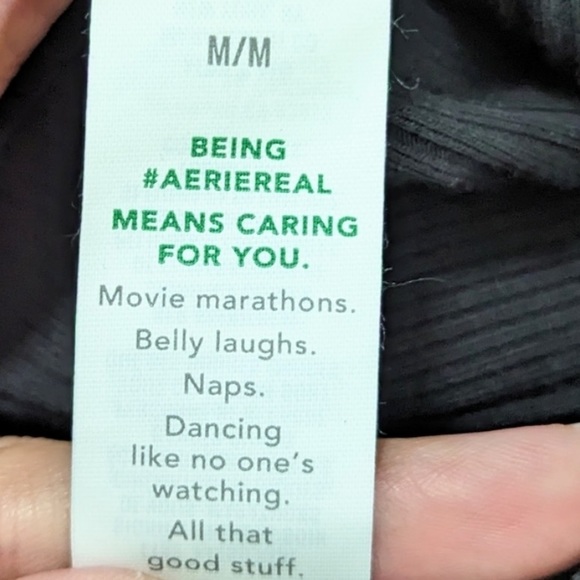 Aerie High Waisted Ribbed Black Pants - Picture 5 of 6